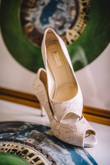 blush lace wedding shoes